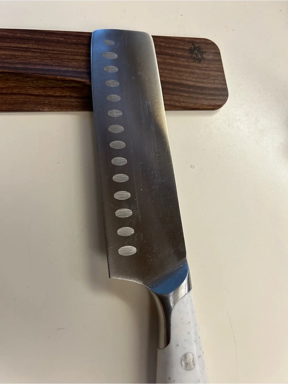Pioneer Woman nakiri knife White Speckled Handle with Wooden Sheath